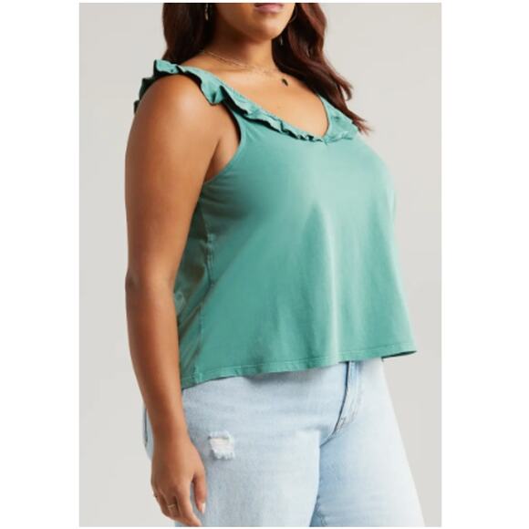 New ~ TREASURE & BOND ~ Ruffle Trim Sleeveless Organic Cotton Top Size 2X - Picture 3 of 8